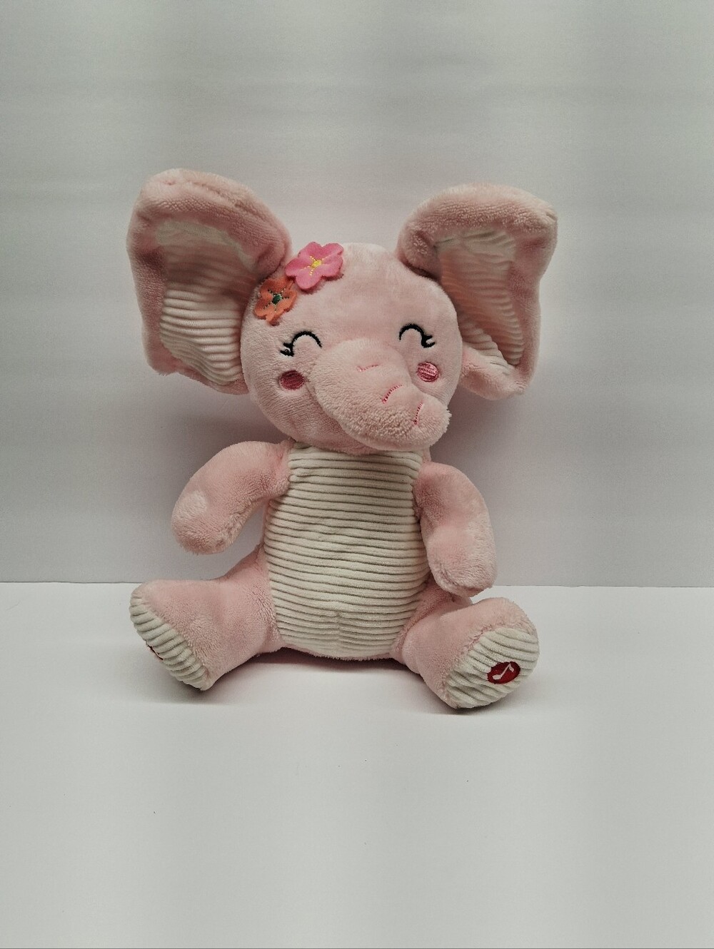 Spark Create Imagine Peek A Boo Elephant Plush Pink White 11" Sound & Movement